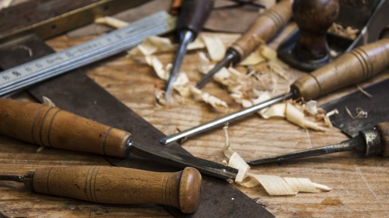 Joinery tools laid on a table