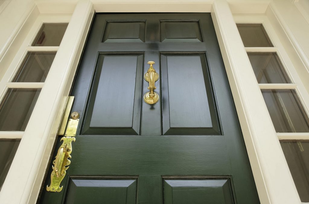 Dark green wooden front door