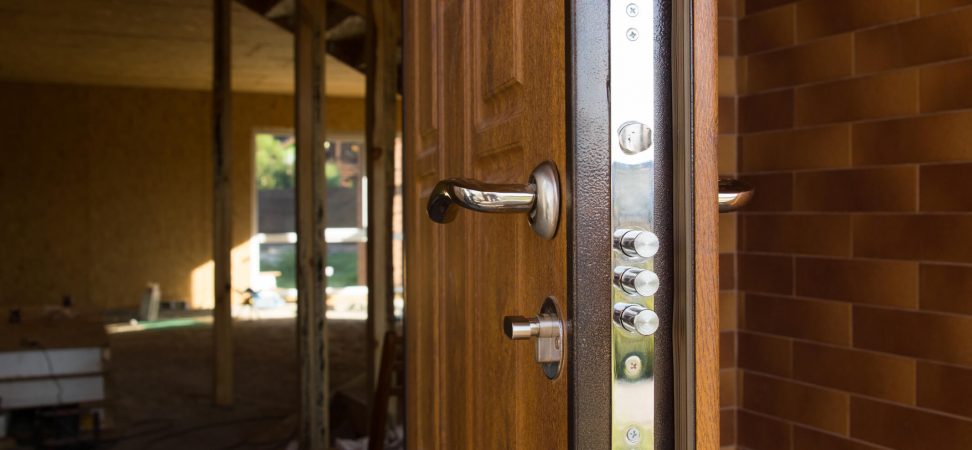 Wooden front door and lock
